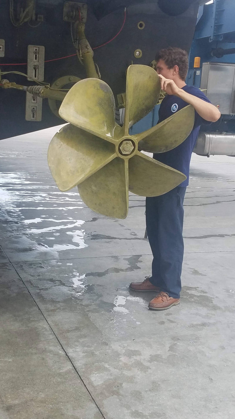 Alex Gillespie testing a propeller